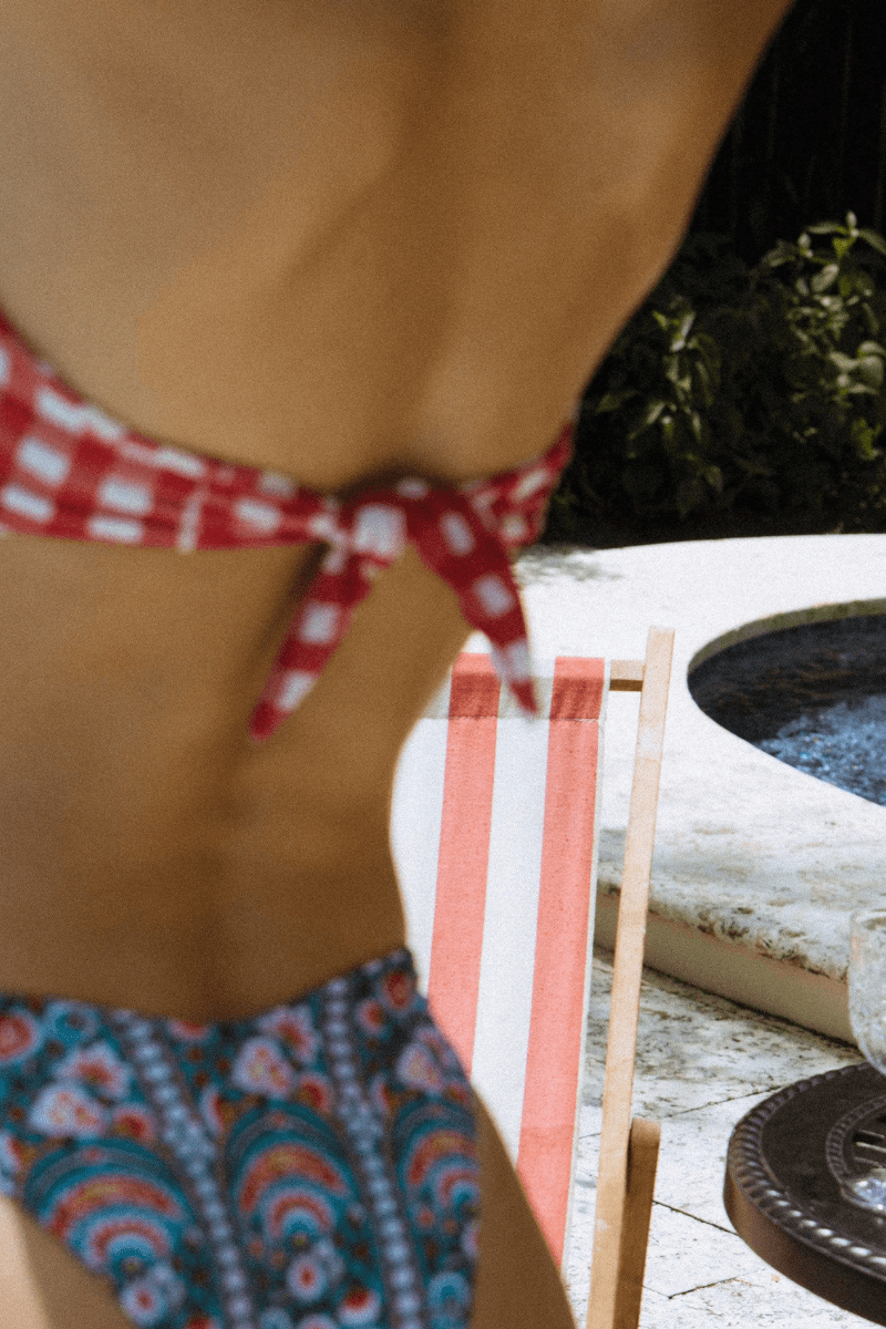 Tori Bandeau Bikini Top | Red Gingham