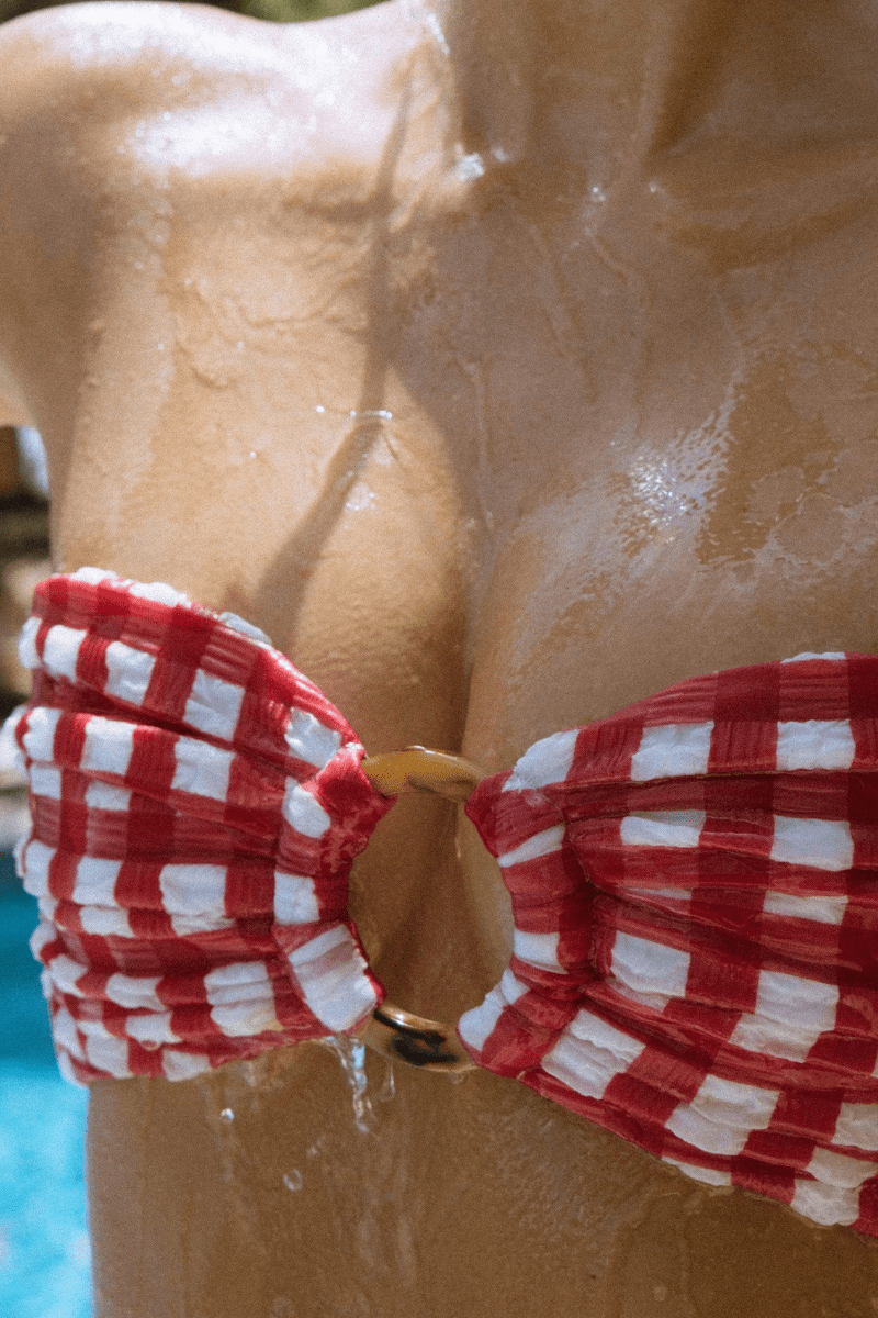 Tori Bandeau Bikini Top | Red Gingham