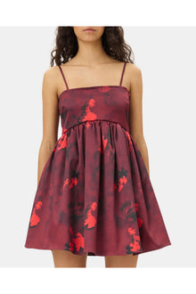 Red Floral Print Satin Strap Mini Dress | Winery