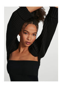 Ribbed Knit Shrug | Black