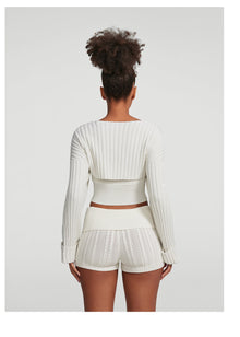 Ribbed Knit Shrug | White
