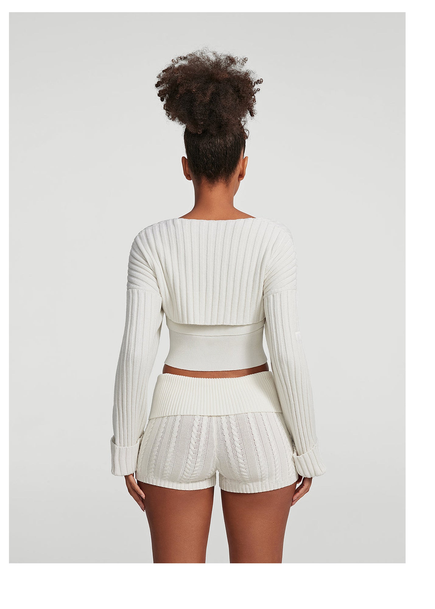 Ribbed Knit Shrug | White