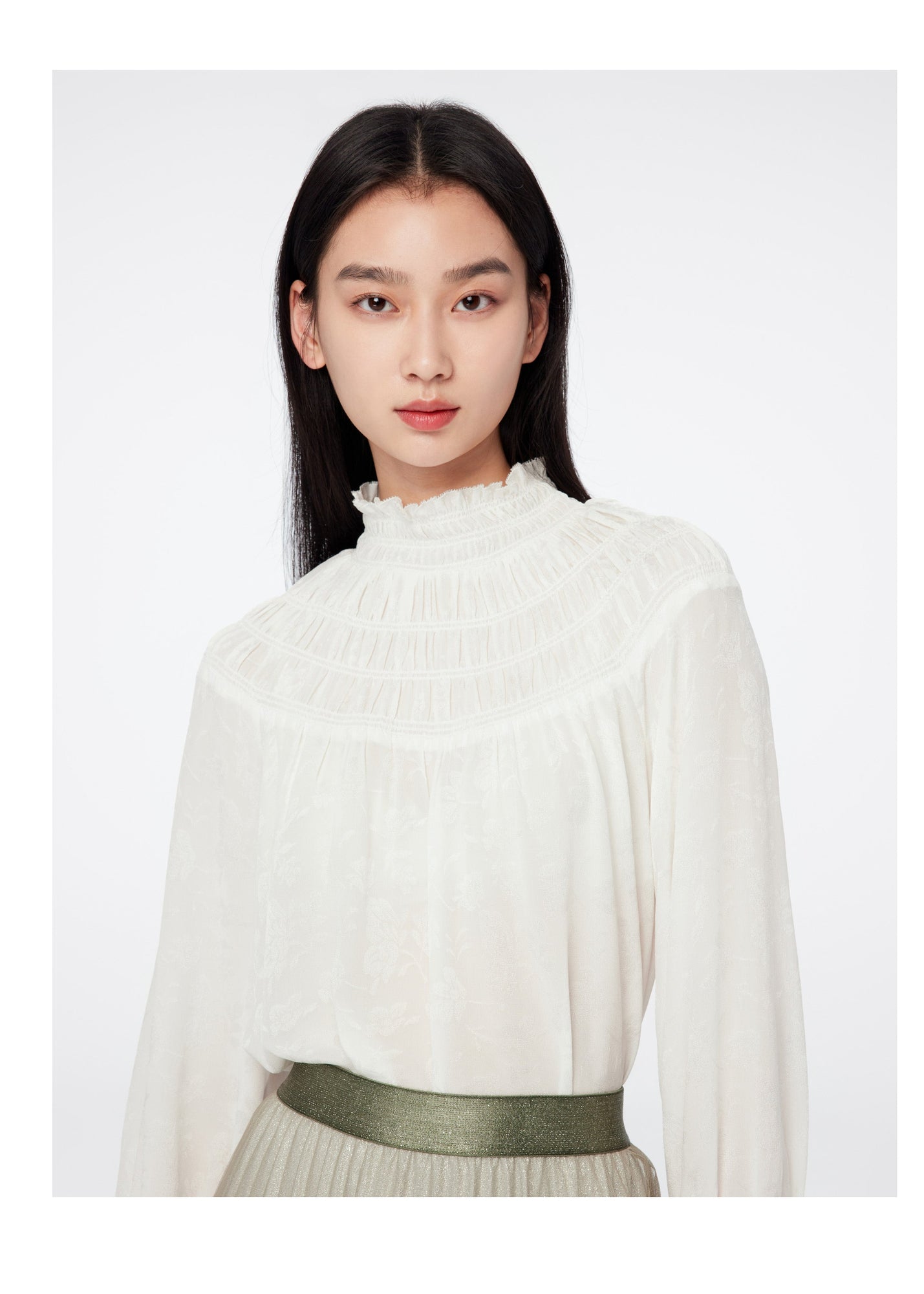 Ruffle-Collar Blouse | White