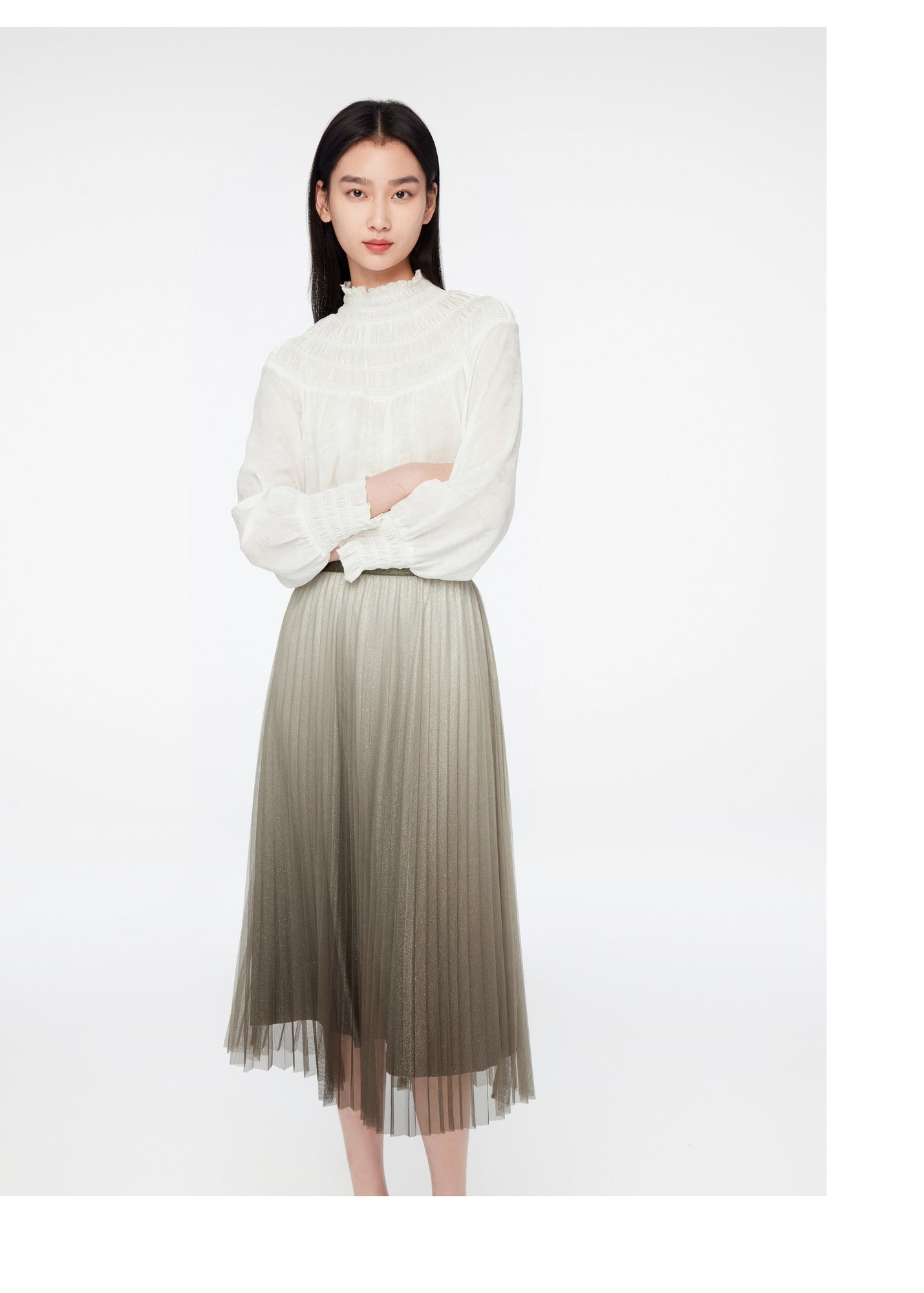 Ruffle-Collar Blouse | White