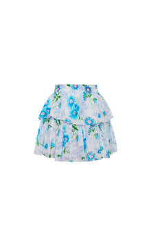 Ruffle Mini Floral Skirt | Blueberry Cloud