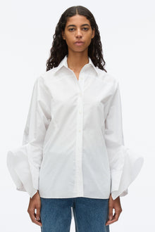 Oversize Shirt with Cascade Cuff | White
