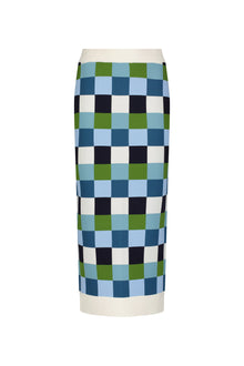 Box Jacquard Knit Pencil Skirt | Mallard Multi