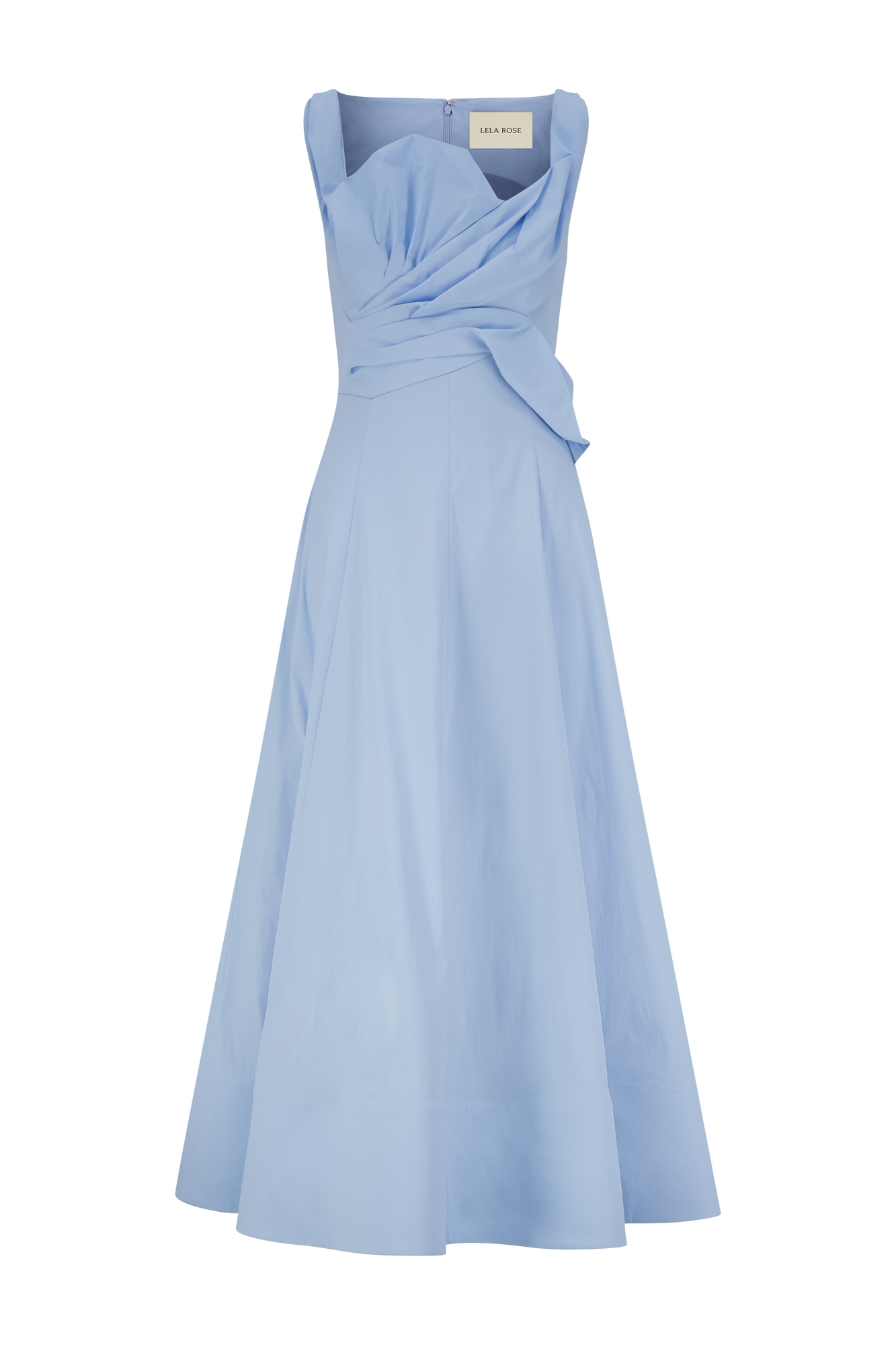 Cotton Poplin Draped Floral Dress | Oxford