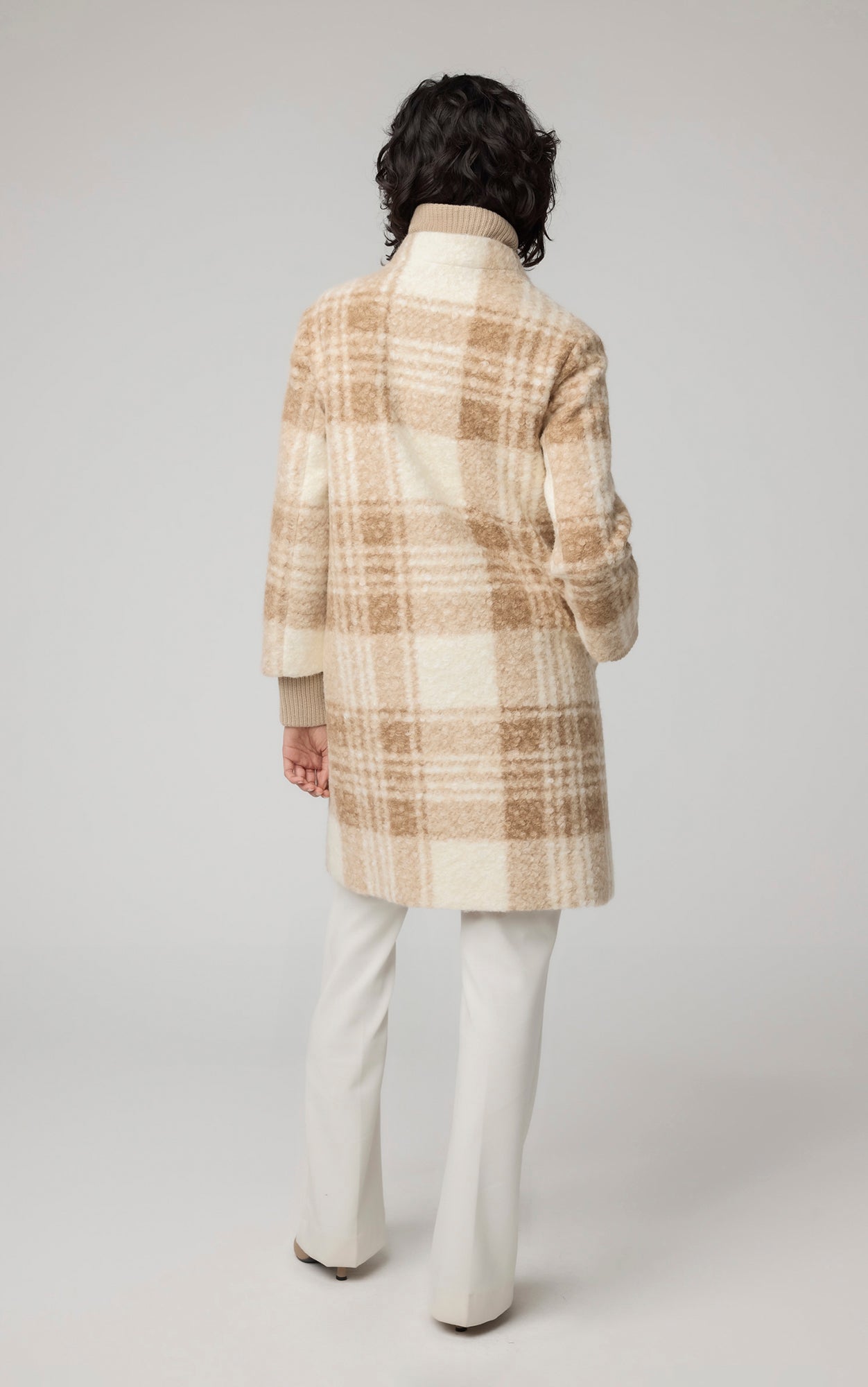 Samantha Straight-Fit Plaid Coat With Bib | Hush