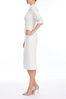 Badgley Mischka | 3/4 Beaded Tweed Cocktail Dress | Ivory