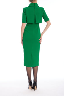 Badgley Mischka | Emerald Popover Tie Day Dress | Emerald