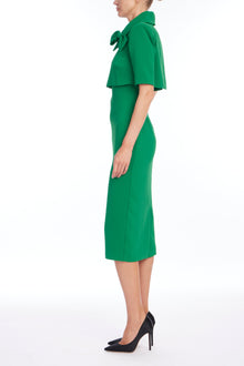 Badgley Mischka | Emerald Popover Tie Day Dress | Emerald