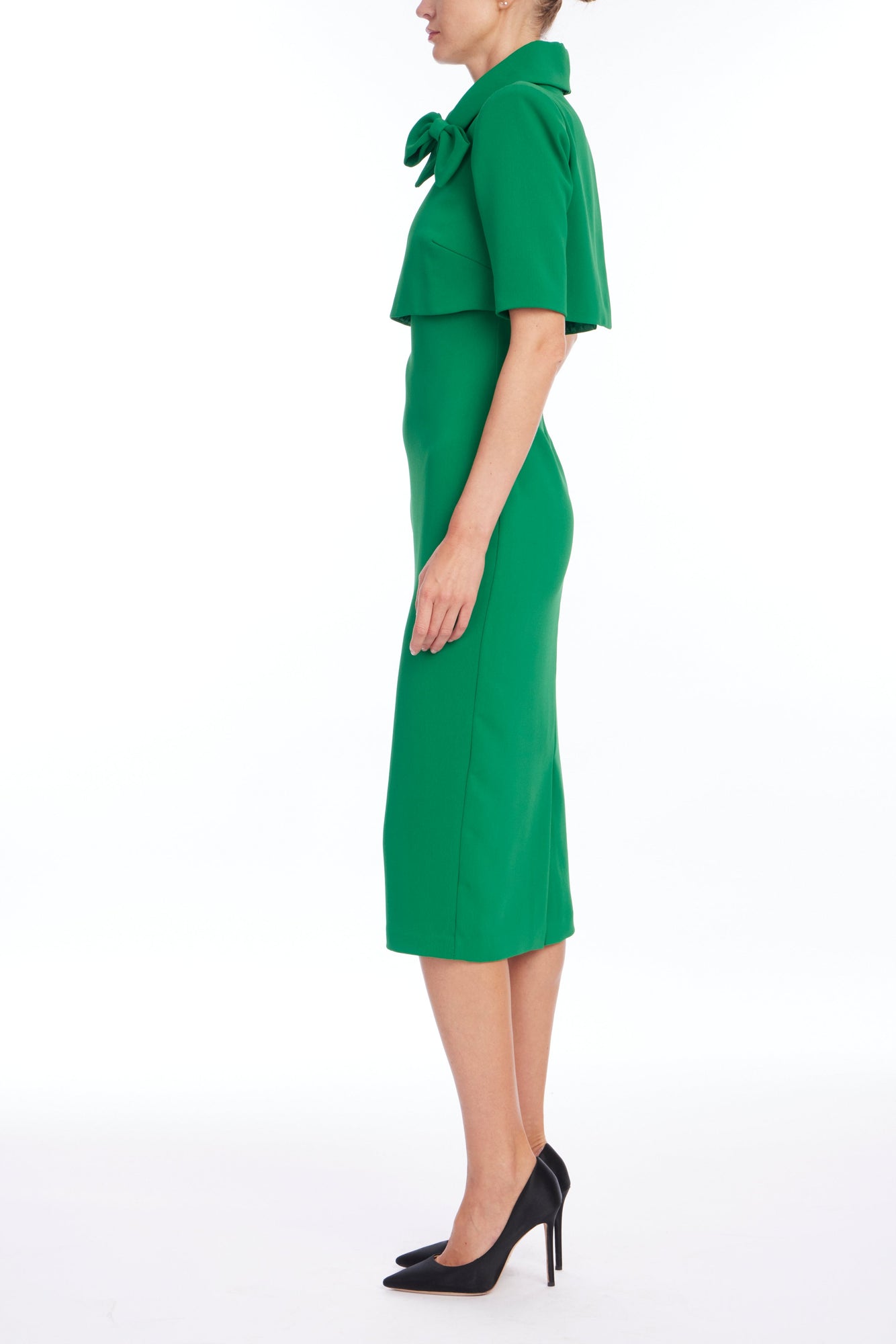 Badgley Mischka | Emerald Popover Tie Day Dress | Emerald