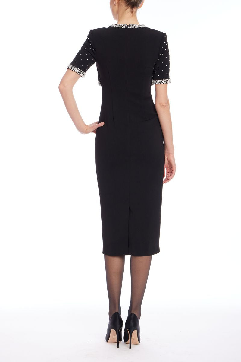 Badgley Mischka | Square Neck Sheath Dress with Embellished Bolero | Black