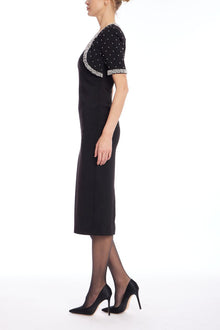 Badgley Mischka | Square Neck Sheath Dress with Embellished Bolero | Black