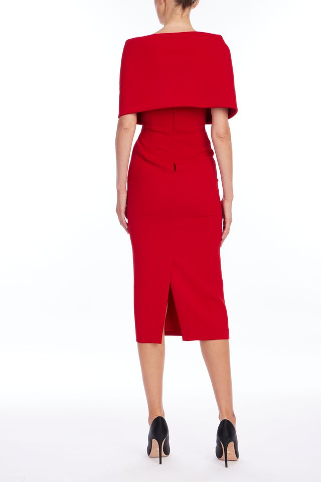 Badgley Mischka | Red Wrap Bodice Cocktail Dress | Red