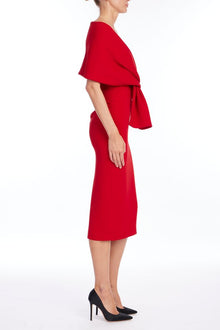 Badgley Mischka | Red Wrap Bodice Cocktail Dress | Red