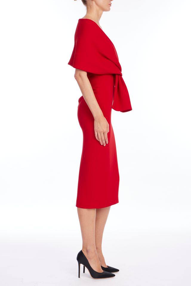 Badgley Mischka | Red Wrap Bodice Cocktail Dress | Red