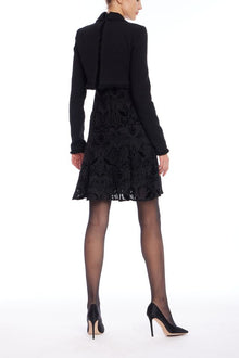 Badgley Mischka | Black Textured A-Line Dress with Cropped Jacket | Black