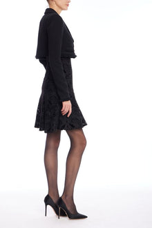 Badgley Mischka | Black Textured A-Line Dress with Cropped Jacket | Black