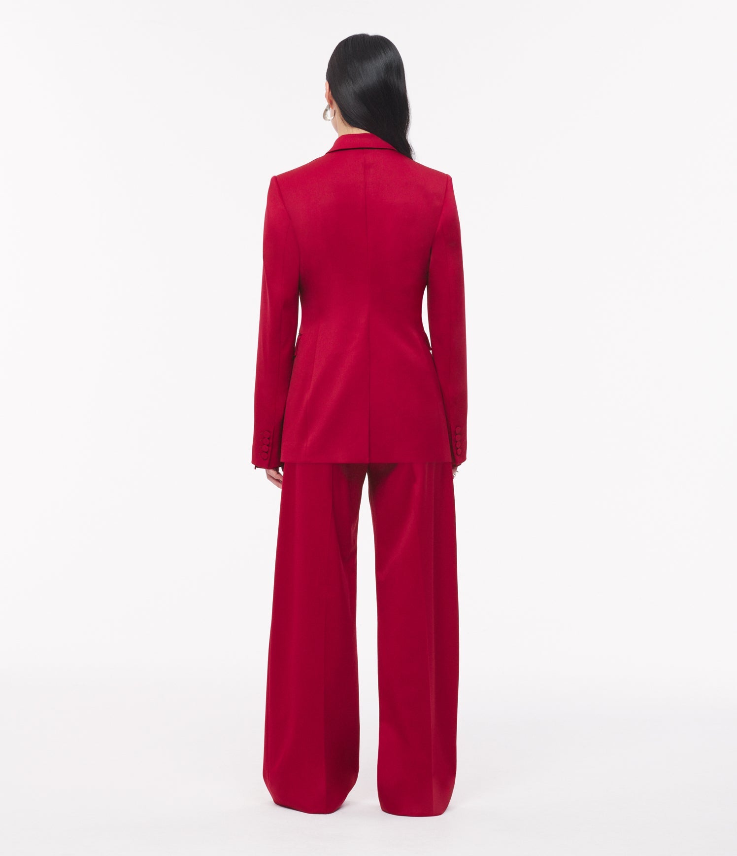 Another Tomorrow Seamed Waist Jacket in Ruby – Wool Women's Jacket