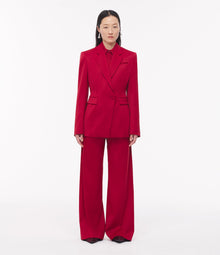 Another Tomorrow Seamed Waist Jacket in Ruby – Wool Women's Jacket
