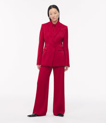 Another Tomorrow Seamed Waist Jacket in Ruby – Wool Women's Jacket
