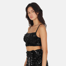 OW Collection Sequin Top | Black Caviar