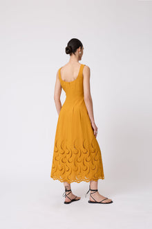 Wave Eyelet Midi Dress | Ochre