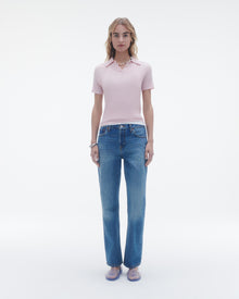 Womens | Shrunken Polo in Cashmere | Powder Pink