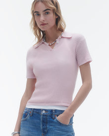 Womens | Shrunken Polo in Cashmere | Powder Pink