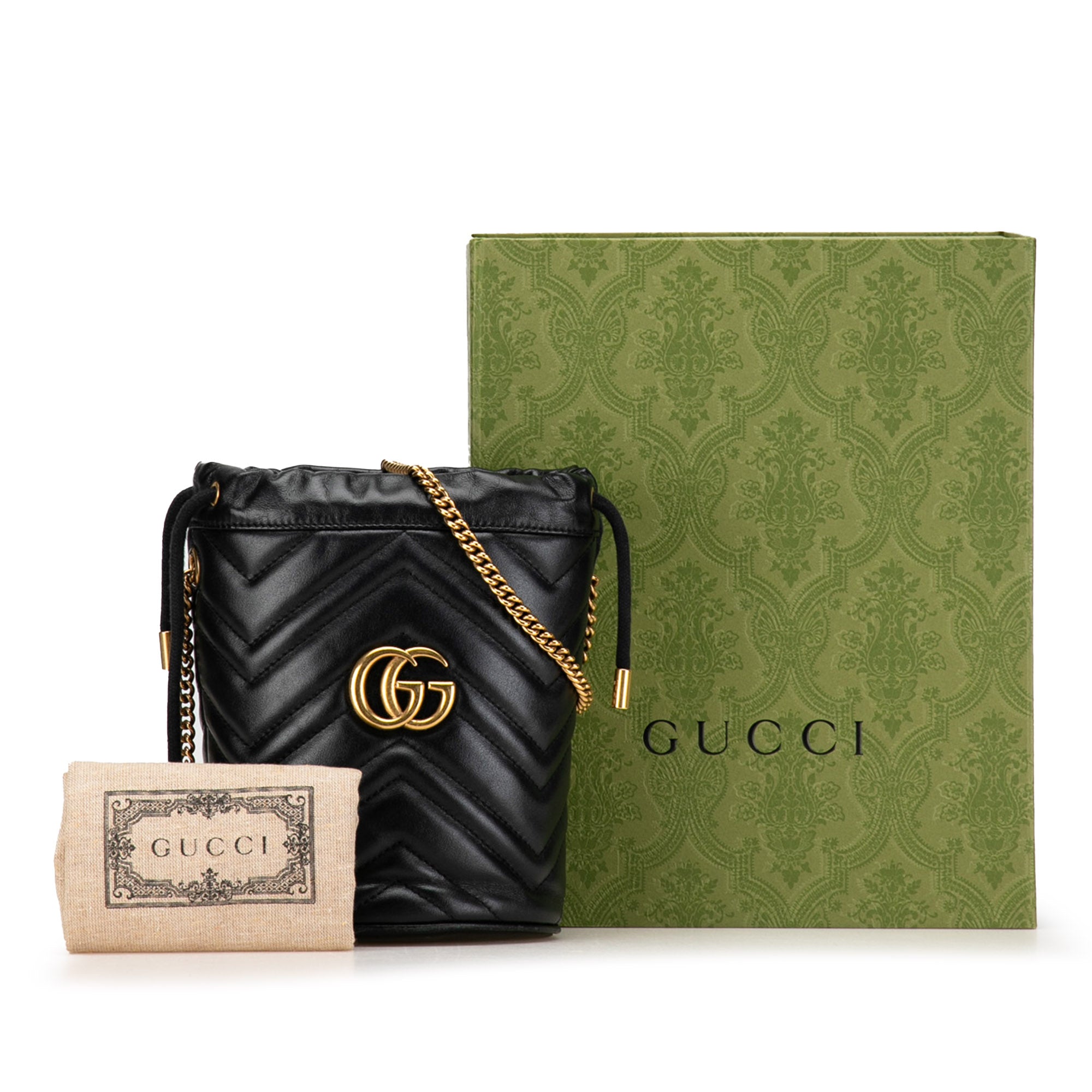 Gucci | Pre-Owned Mini GG Marmont Matelasse Bucket Bag | Black