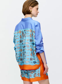 Sirene Scarf Back Shirt | Blue/Orange