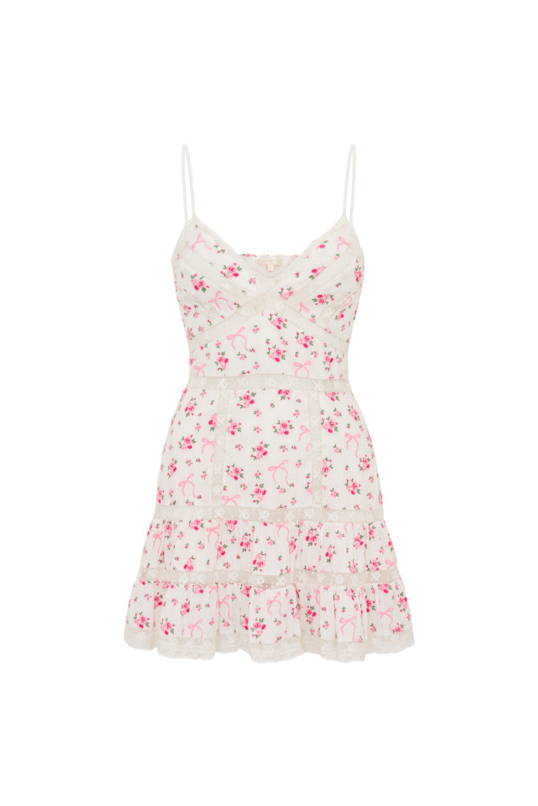 Solbina Cotton Rose & Bow Mini Dress | Fancy Pink