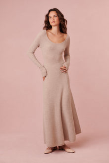 Maxi dress with a flattering fit that flares at the skirt.