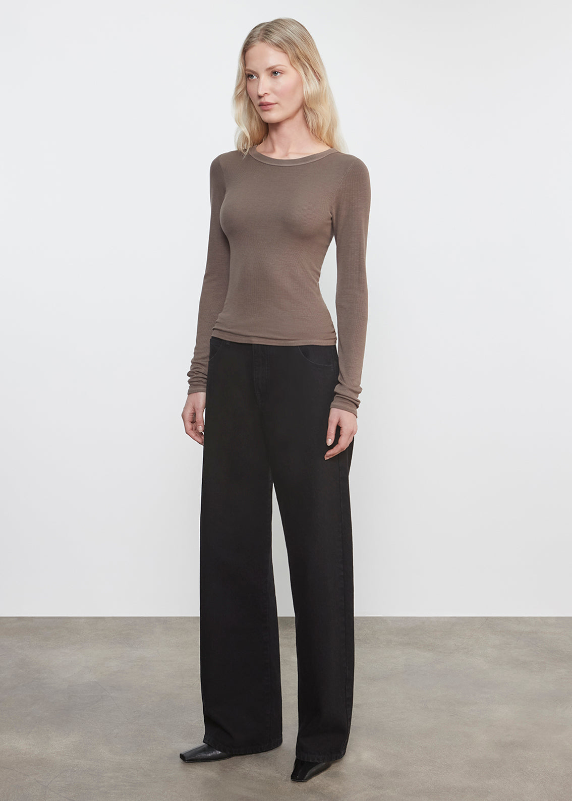 Silk Rib L/S Crew | Mushroom