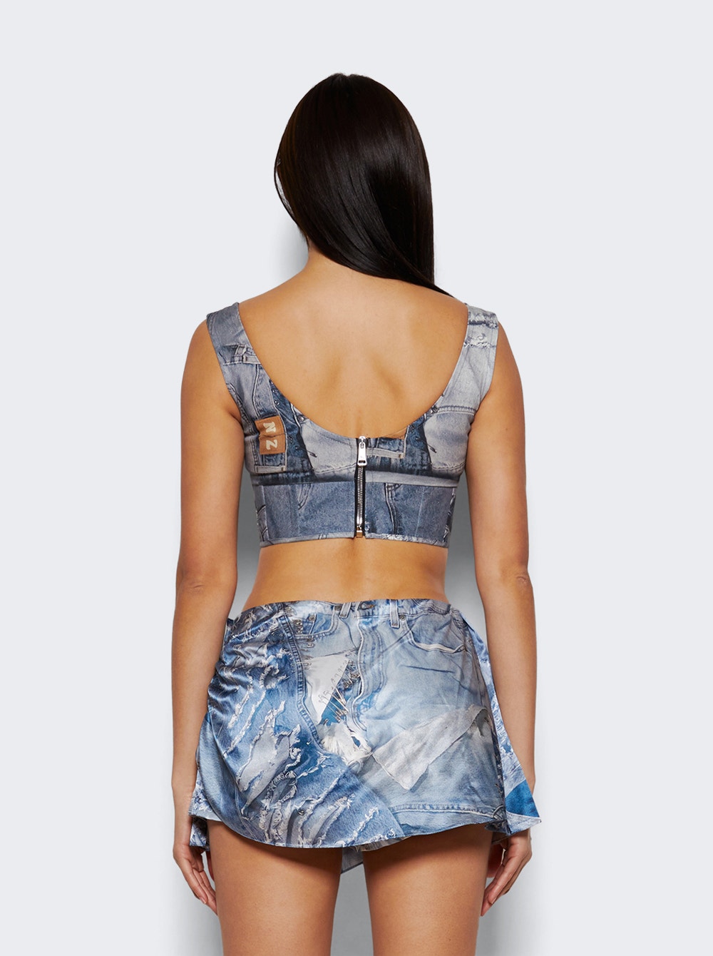 Women | Natasha Zinko | Denim Print Corset | Light Wash Blue