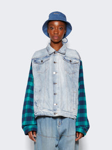 Women | Natasha Zinko | Box Denim Jacket | Light Wash Blue-Green Check