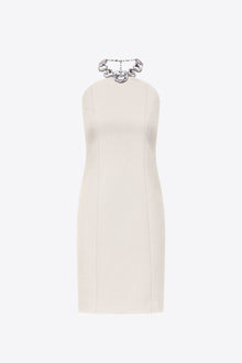 Jumbo Crystal Halter Dress | Whipped White