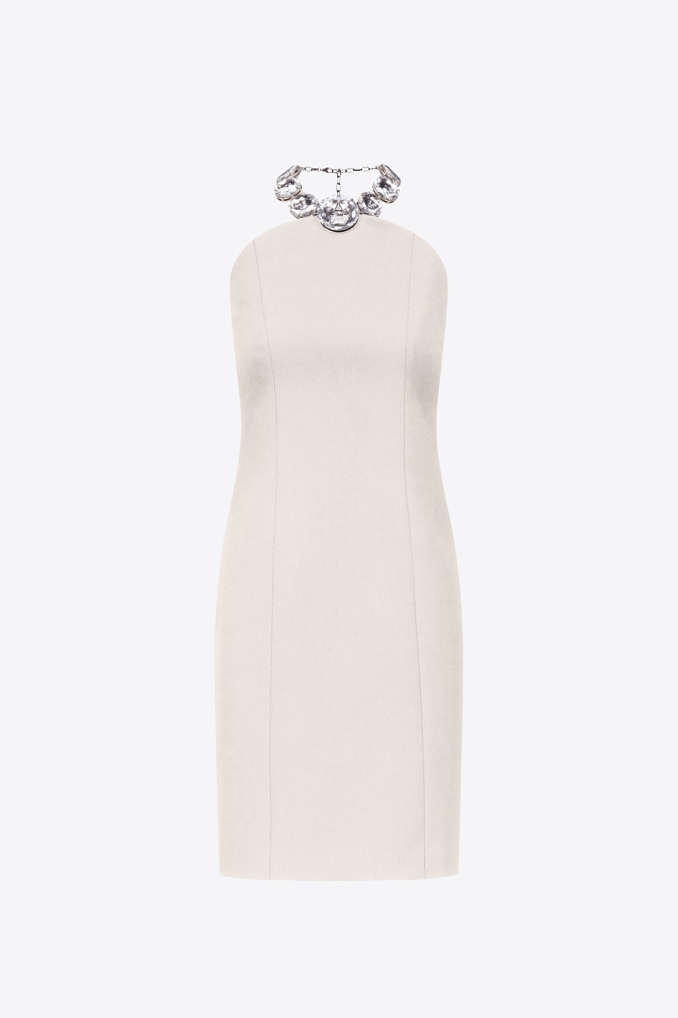 Jumbo Crystal Halter Dress | Whipped White