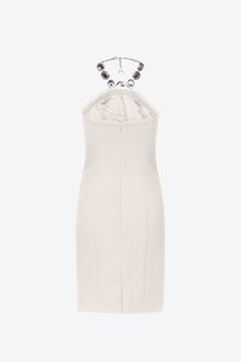 Jumbo Crystal Halter Dress | Whipped White