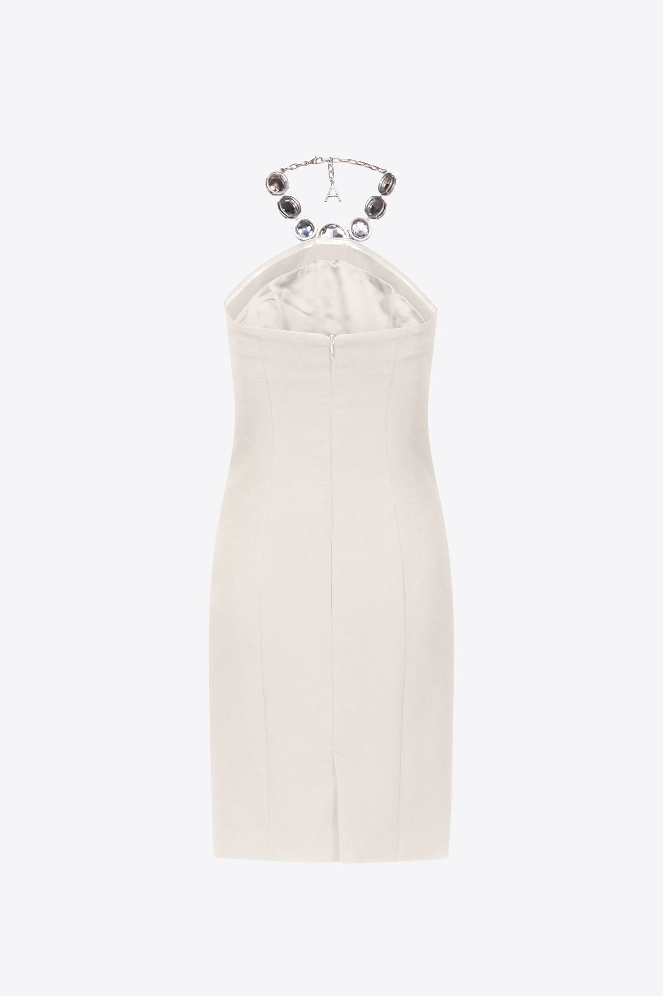 Jumbo Crystal Halter Dress | Whipped White