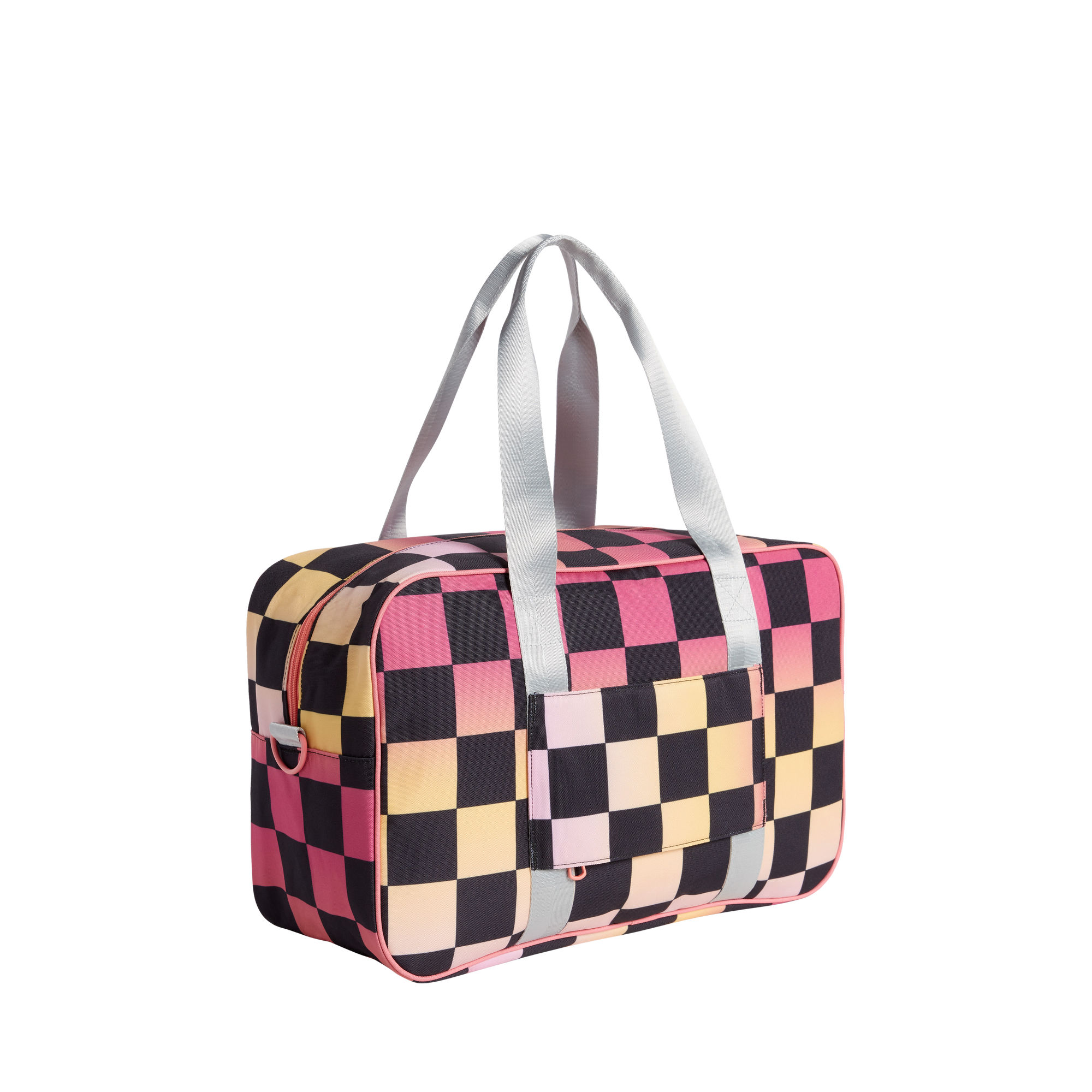 STATE Bags Rockaway Duffle Bag Pink Checkerboard side view Click to Zoom