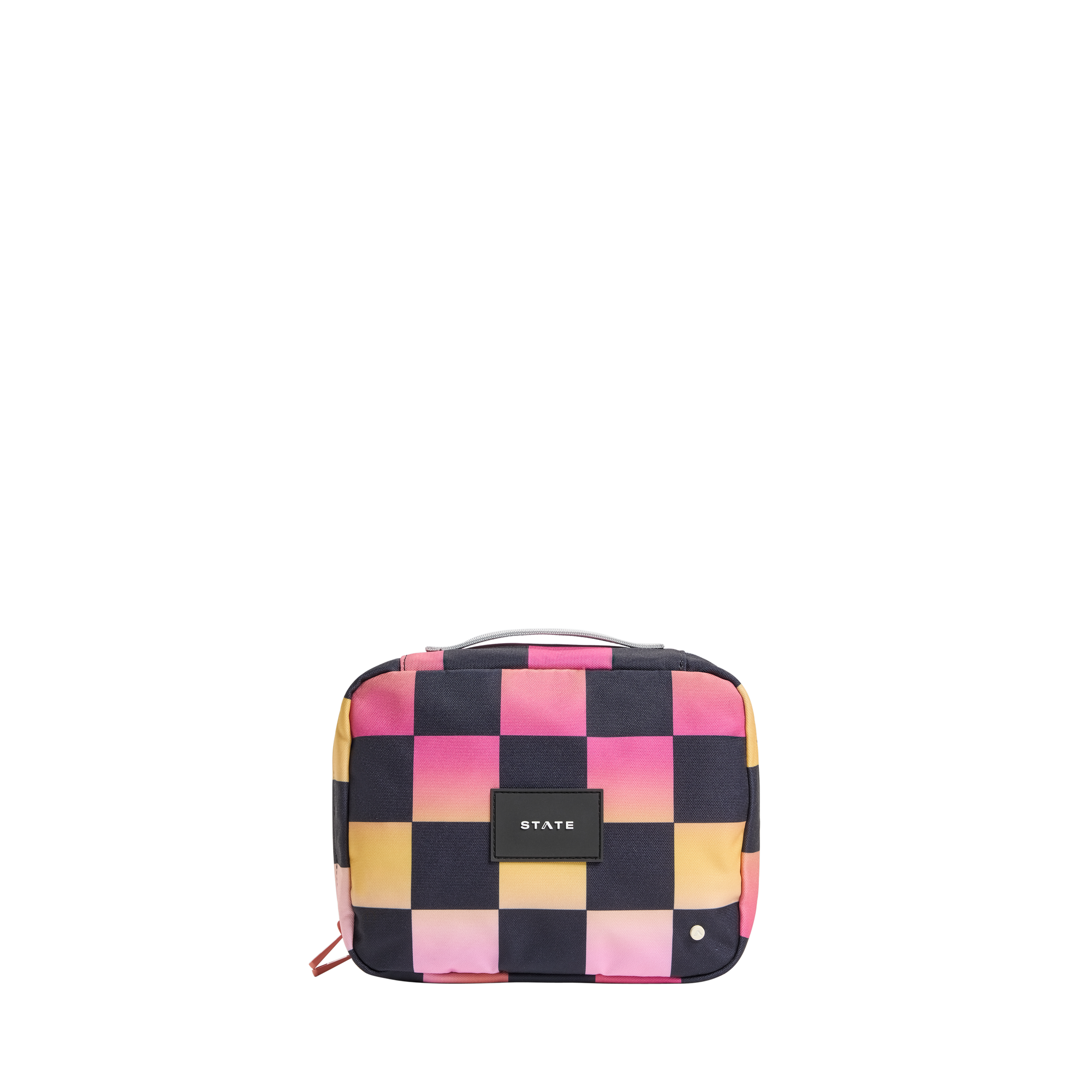 STATE Bags Bensen Toiletry Kit Pink Checkerboard Front View Click to Zoom