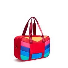 STATE Bags Rockaway Duffle Nylon Puffer Rainbow Chevron Back View Click to Zoom