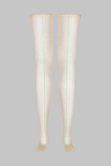 Cut and curled neon seamed stockings - 20D - Les Coquetteries | Green