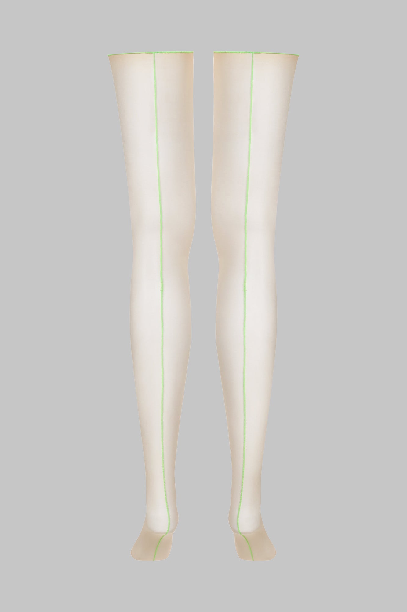 Cut and curled neon seamed stockings - 20D - Les Coquetteries | Green