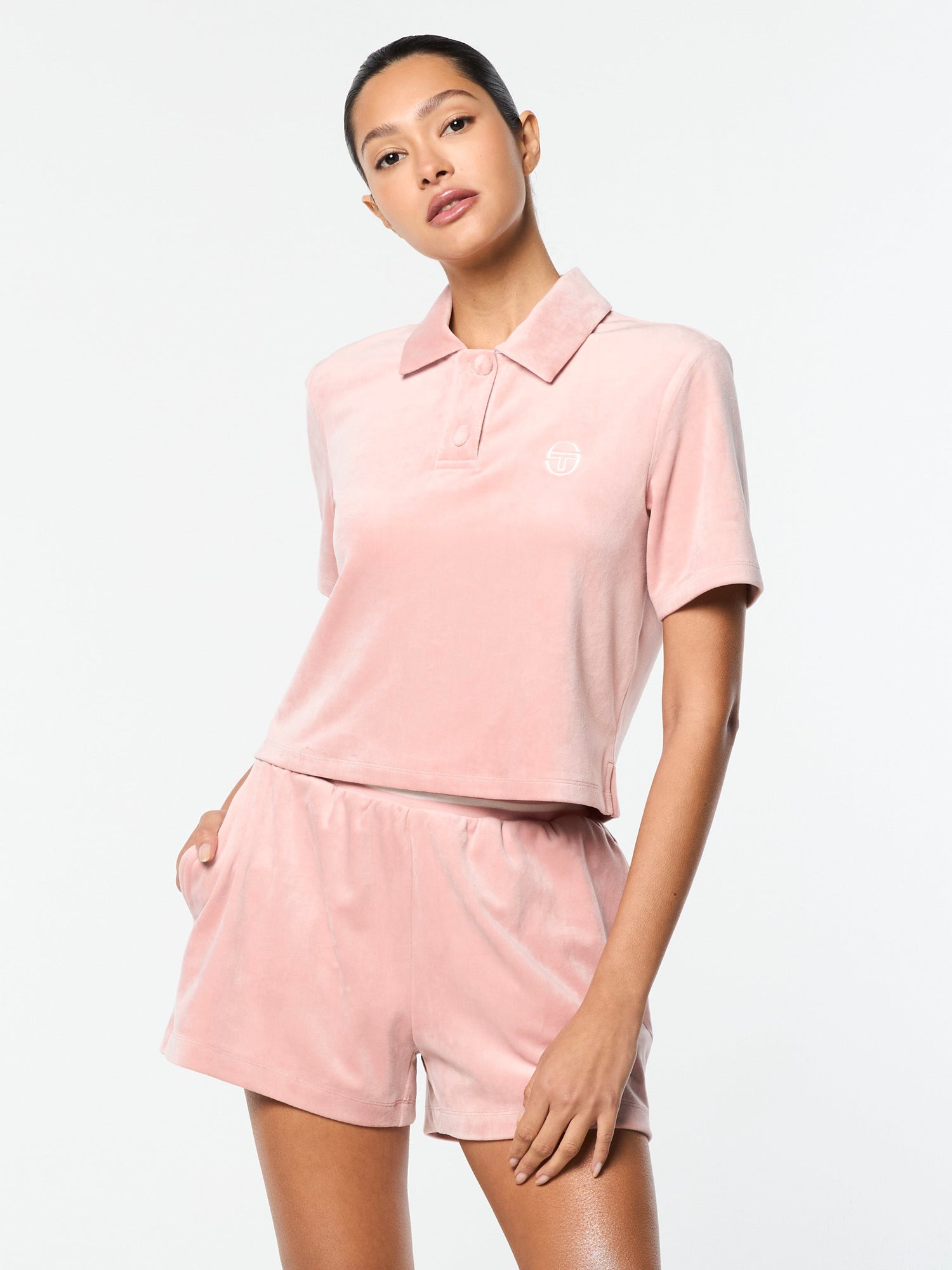 Women | Adele Velour Polo | Pale Mauve