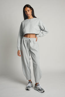 Beyond Yoga | Luxfleece Boxy Pullover | Light Heather Grey