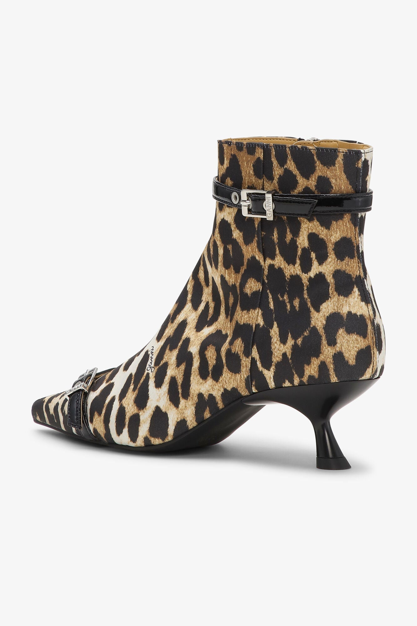 Satin Eyelets Kitten Heel Boots | Leopard